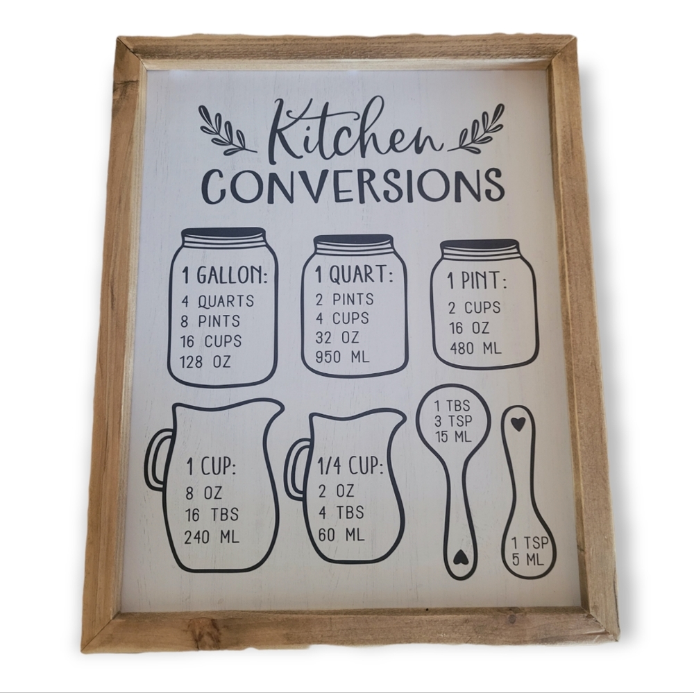 ART-Farmhouse Kitchen Wall Decor - Rustic Kitchen Conversion Chart Sign - Picture 2 of 3